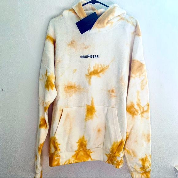Raw Gear Fleece Hoodie NWT Tie Dye with Front Kangaroo Pocket Oversized Medium - Picture 2 of 5